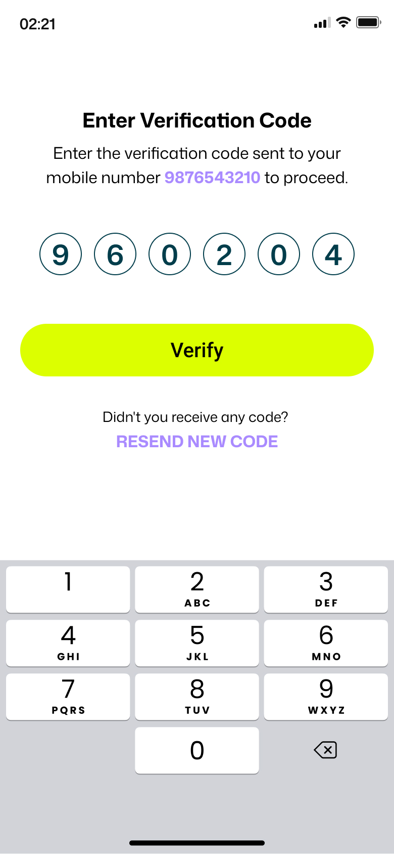 Enter & verify OTP continued