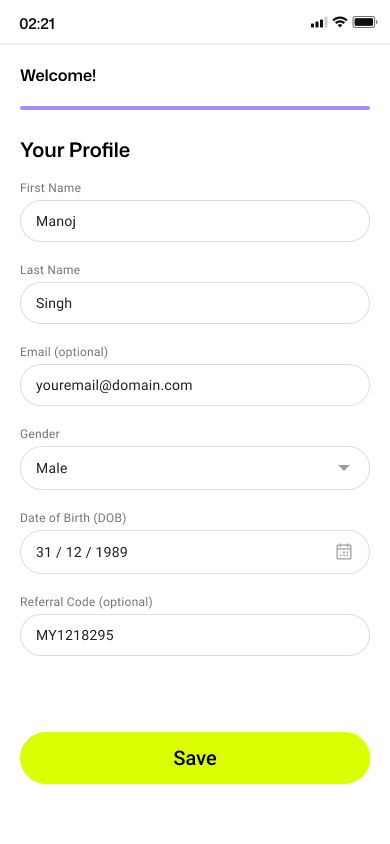 Add your personal details