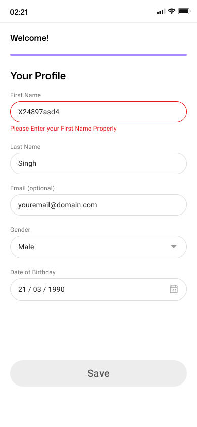 Add your personal details continued